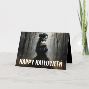 Tarjeta Dama Mística en el Oscuro Bosque de Halloween