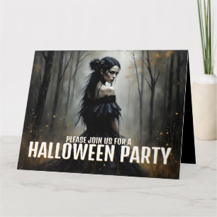 Tarjeta Dama Mística en el oscuro bosque de Halloween - In