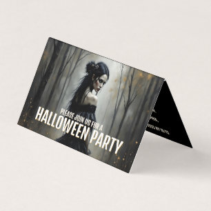 Tarjeta Dama Mística en Oscuro Bosque de Halloween - Invit