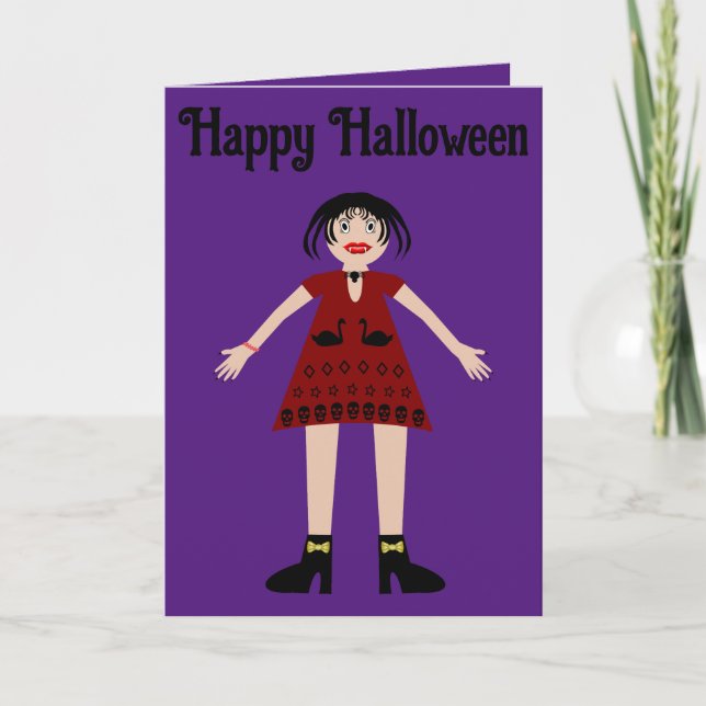 Tarjeta Dama vampiro de Halloween gótica personalizada (Anverso)