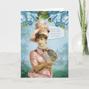 Tarjeta Dama Victoriana de Rosa