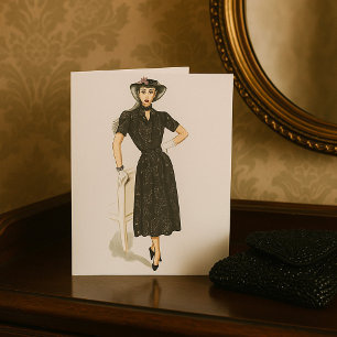 Tarjeta Dama Victoriana Vintage Moda Retro Elegante