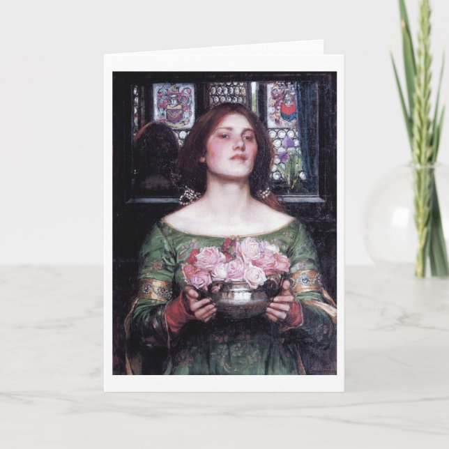 Tarjeta Dama y Rosas, John William Waterhouse (Anverso)