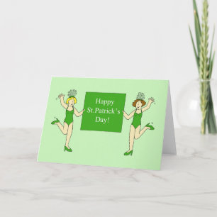 Tarjeta Damas bailando el día de San Patricio