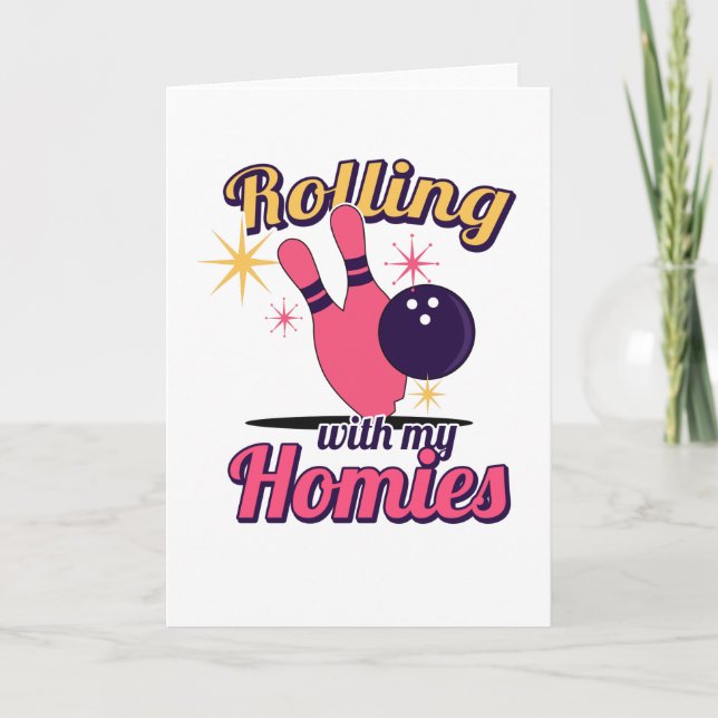 Tarjeta Damas Bowling Bowling Pins Bowler Bowler Club (Anverso)