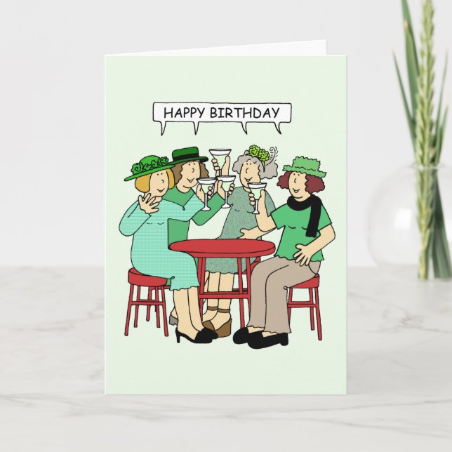 Tarjeta Damas con un cumpleaños feliz verde (Anverso)