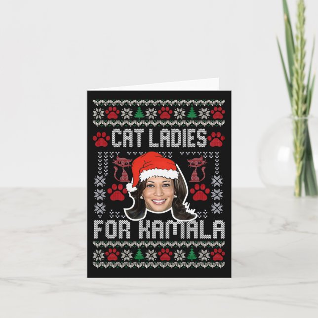 Tarjeta Damas De Gato Para Kamala Santa Navidades Señora P (Anverso)