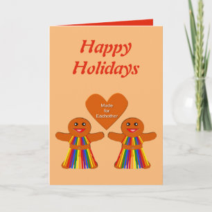 Tarjeta Damas de jengibre de Navidad lesbianas Pareja