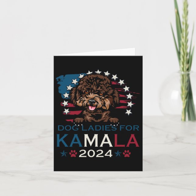 Tarjeta Damas De Kamala Harris 2024 Poodle Dog America (Anverso)