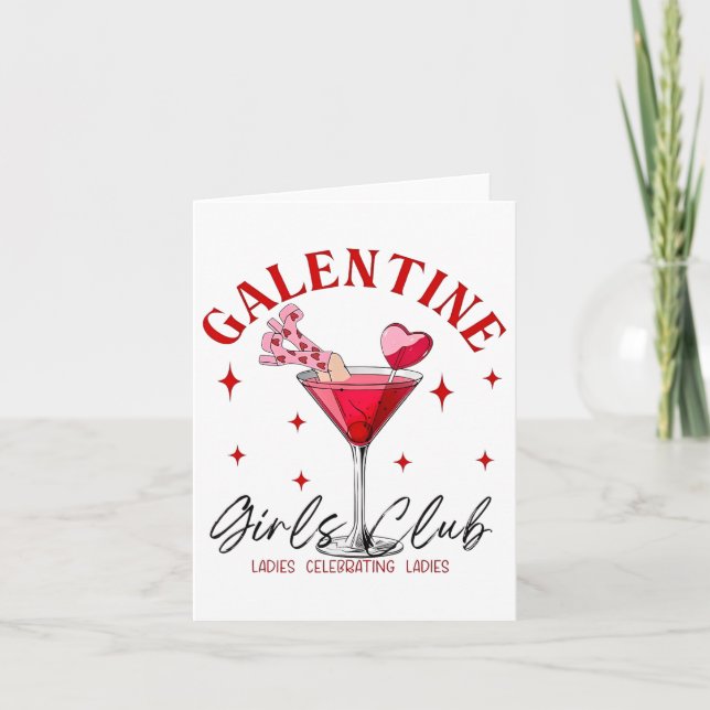 Tarjeta Damas del Club de Chicas Galentine Celebrando Dama (Anverso)