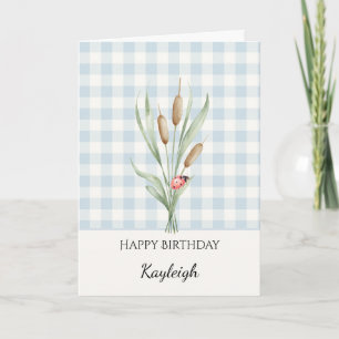 Tarjeta Damasco de Cuadros Mariquita Cumpleaños