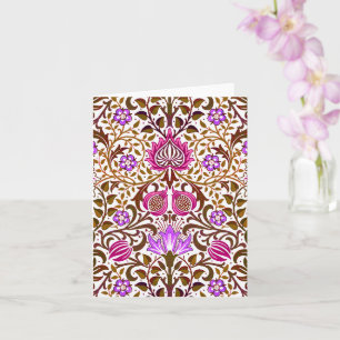 Tarjeta Damasco floral jacobino, rosa, violeta y marrón