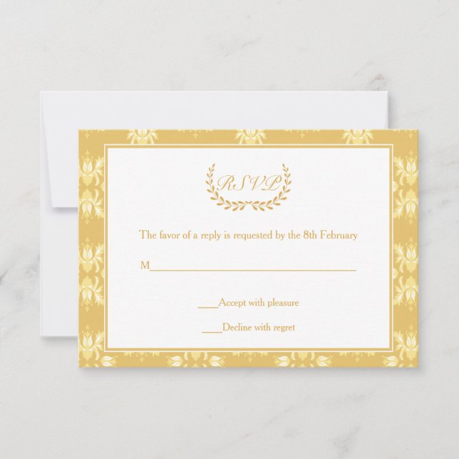 Tarjeta Damask RSVP de 50 años (Anverso)