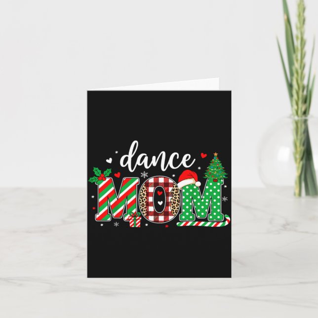 Tarjeta Dance Mom Christmas Buffalo Plaid Leopard Santa Ha (Anverso)