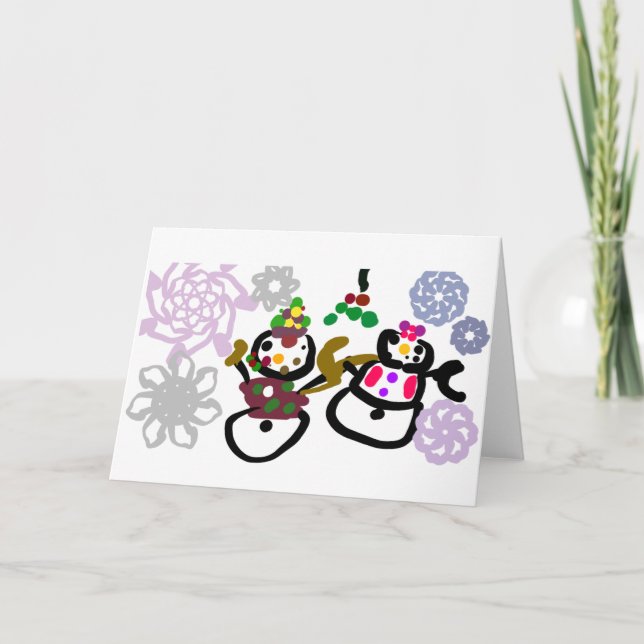 Tarjeta Dance Snowman and Snowwoman (Anverso)