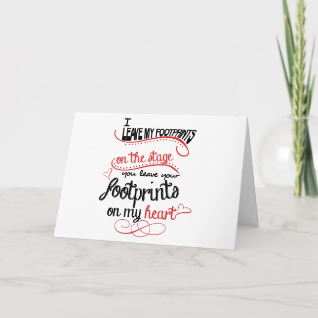 Tarjeta Dance Teacher - Footprints on the Heart (Anverso)