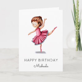 Tarjeta Dancing Ballerina Pink Tutu Chica Cumpleaños