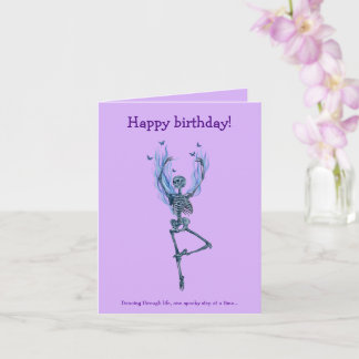 Tarjeta Dancing Blue Skeleton Humorous Happy Birthday