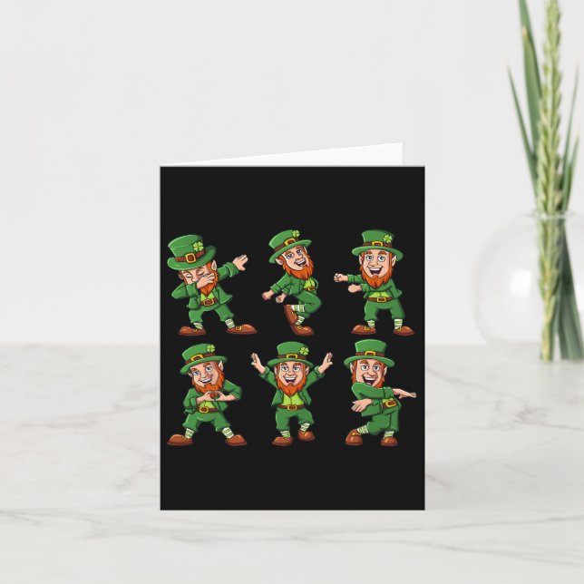 Tarjeta Dancing Leprechauns St Patrick's Day Funny Boys Gi (Anverso)