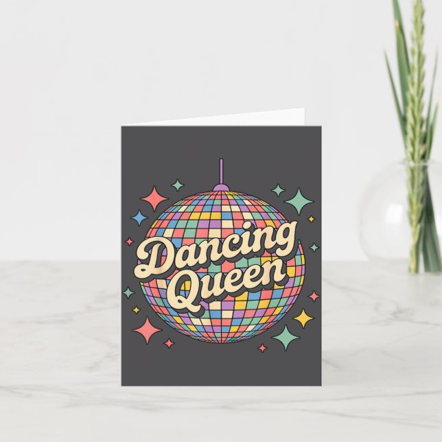 Tarjeta Dancing Queen Disco Ball Quote Party  (Anverso)