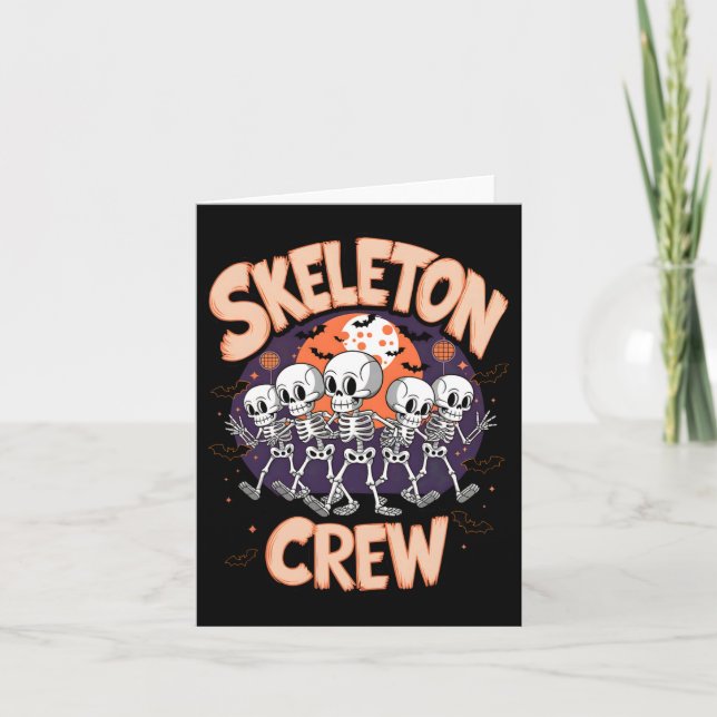 Tarjeta Dancing Skeleton Crew Halloween Party Fun Spooky D (Anverso)