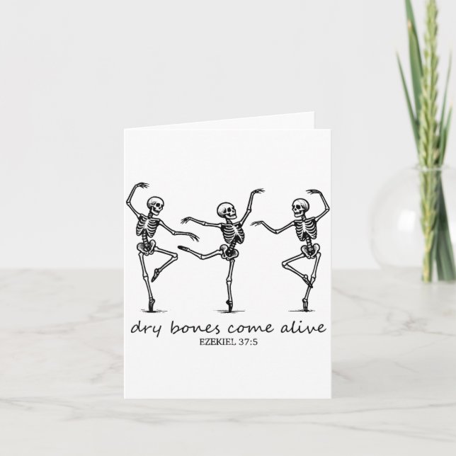 Tarjeta Dancing Skeleton Dry Bones Come Alive Christian Ha (Anverso)