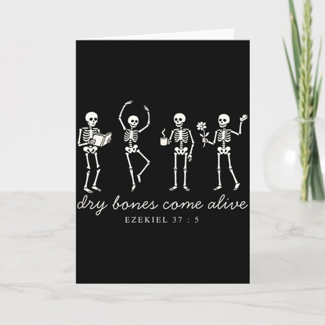 Tarjeta Dancing Skeleton Dry Bones Come Alive Christian Ha (Anverso)