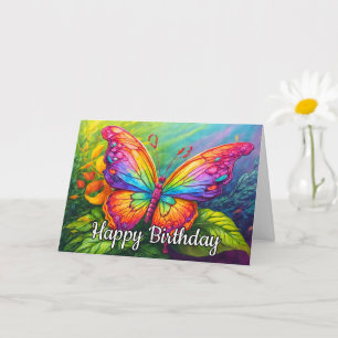 Tarjeta Dancing Springtime Butterfly Art Feliz cumpleaños