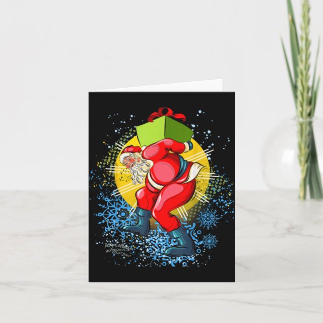 Tarjeta Dancing Vintage Santa Claus Christmas Graphic  (Anverso)