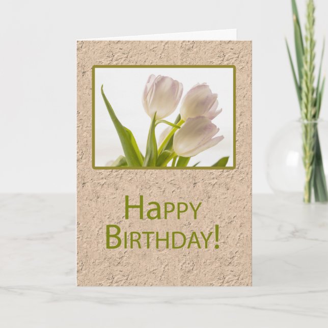 Tarjeta Dancing White Birthday Tulip Flowers (Anverso)
