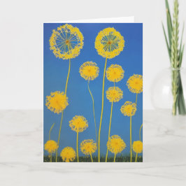 Tarjeta Dandelion amarillo y azul