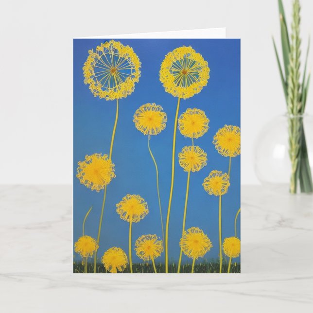 Tarjeta Dandelion amarillo y azul (Anverso)