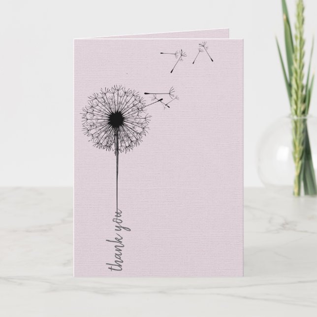 Tarjeta Dandelion negro para agradecerte (Anverso)