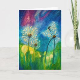 Tarjeta Dandelion Puffs Watercolor Blank Greting
