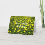 Tarjeta Dandelion Spring Birthday Friend<br><div class="desc">Luminoso campo de leones.</div>