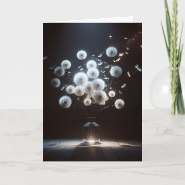 Tarjeta Dandelions blanquecinos (Anverso)