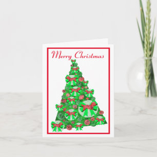 Tarjeta Dandie Dinmont Dog Silhouette Christmas Tree White