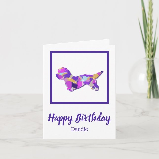 Tarjeta Dandie Dinmont Dog Silhouette Cute PPY&B Cumpleaño (Anverso)