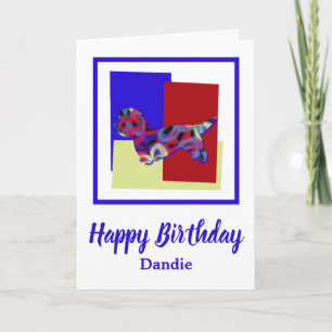 Tarjeta Dandie Dinmont Terrier Perro Rojo Azul Amarillo cu