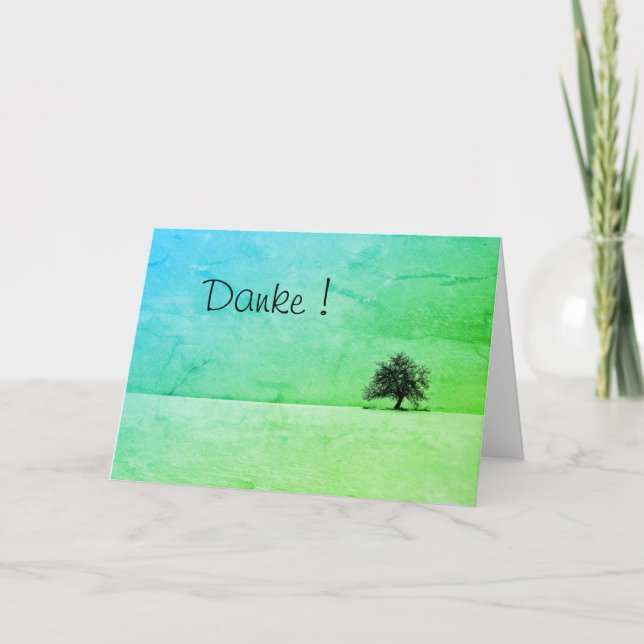Tarjeta Danke mit einem einsamen Baum (Anverso)