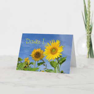 Tarjeta Danke mit gelbe Sonnenblumen