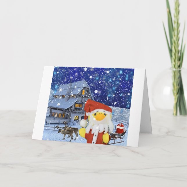 Tarjeta Danny Duck como Santa en el Polo Norte (Anverso)