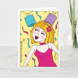 Tarjeta Danza de baile Confetti Fiesta Chica feliz cumplea