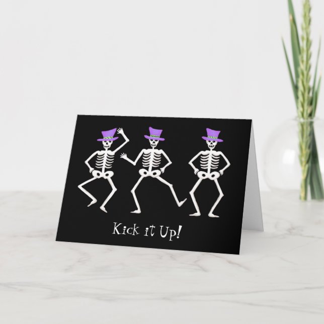 Tarjeta Danza esquelética púrpura blanca negra de los (Anverso)