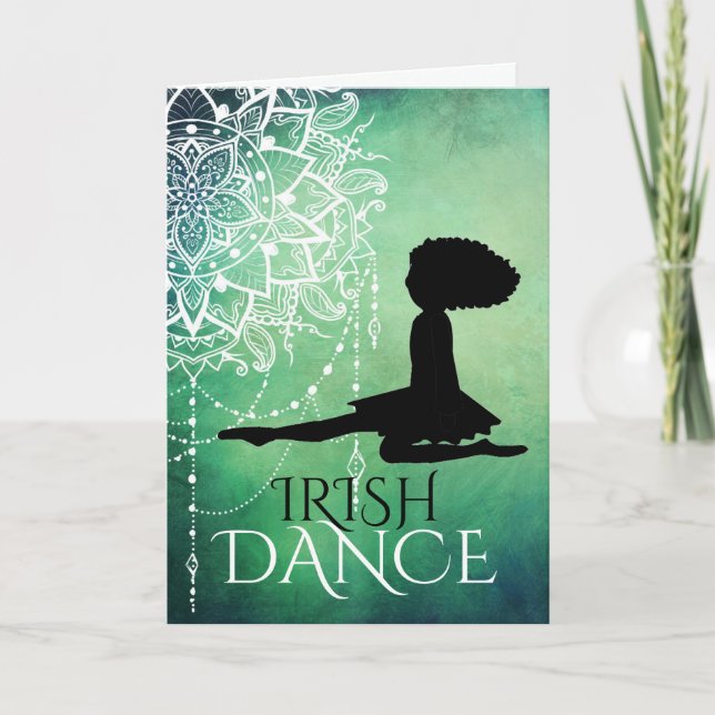 Tarjeta Danza irlandesa personalizada Bonita Mandala verde (Anverso)