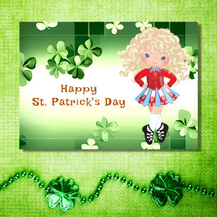 Tarjeta Danza irlandesa St. Patrick's Day Green Shamrock