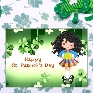 Tarjeta Danza irlandesa St. Patrick's Day Green Shamrock