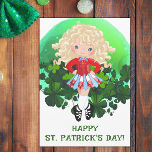 Tarjeta Danza irlandesa St. Patrick's Day Green Shamrock