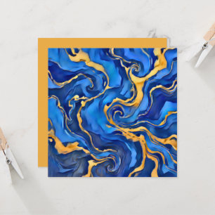 Tarjeta Danza Real Riqueza Azul Real Oro Fluyente Abstract