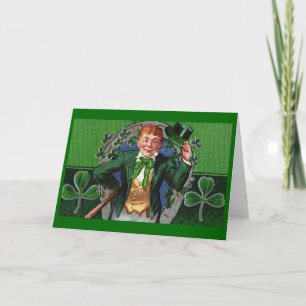 Tarjeta Dapper Leprechaun Vintage San Patricio